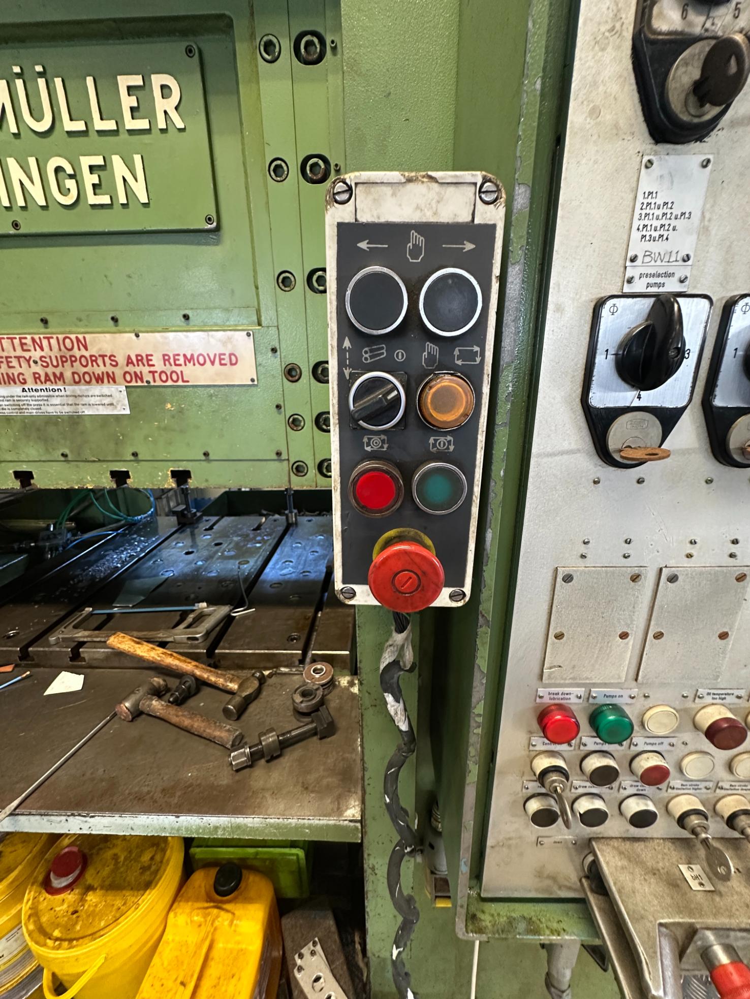 Used 1983 Fritz Müller SDZ 250.6.2 250 Ton Hydraulic Press with Dimeco Coil Line