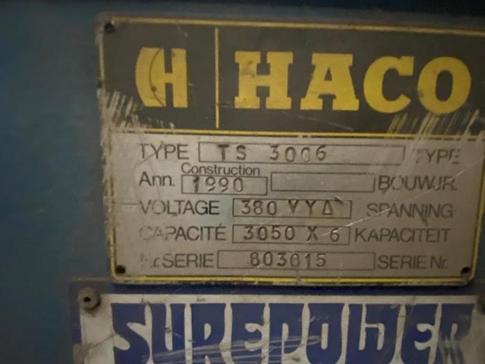Used 1990 Haco TS 3006 3000mm x 6mm Hydraulic Guillotine
