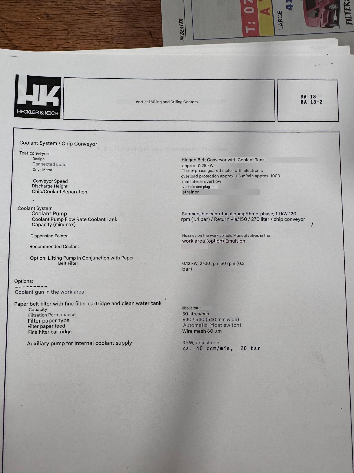 Used Heckler & Koch BA 18 CNC Machining Centre | 4 Axis | Siemens Sinumerik
