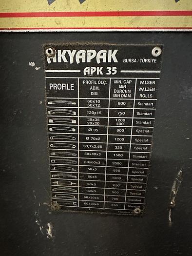 Used 2001 Akyapak APK 35 Section Rolls
