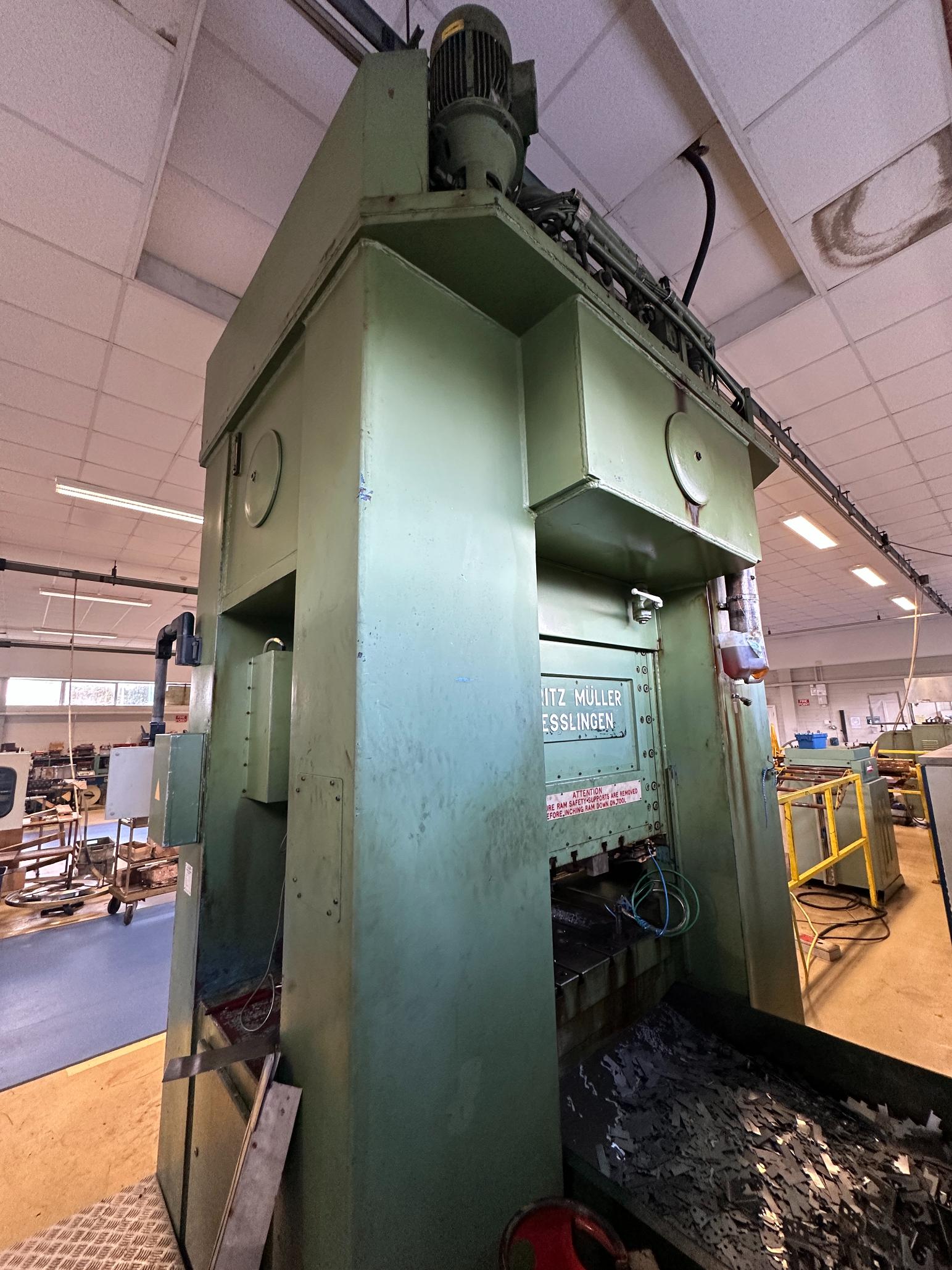 Used 1983 Fritz Müller SDZ 250.6.2 250 Ton Hydraulic Press with Dimeco Coil Line