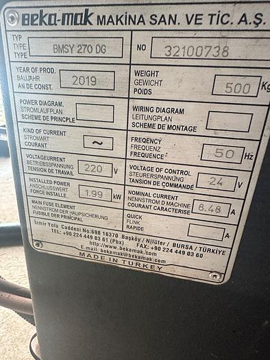 Used 2019 Beka-Mak BMSY 270 DG Bandsaw