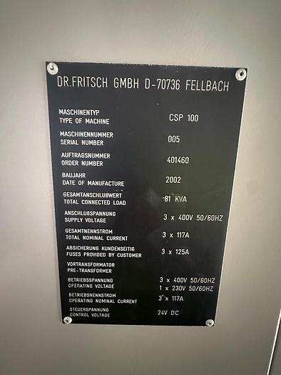 Used DR. Fritsch CSP 100 Sintering Press