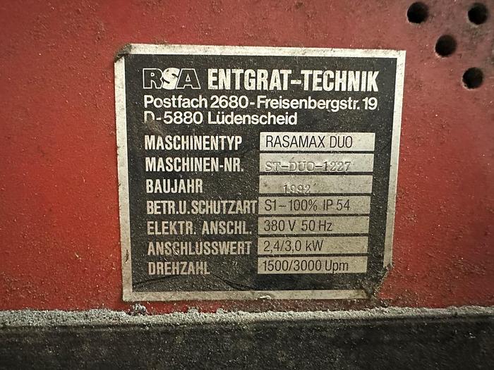 Used 1992 RSA Rasamax Duo Edge Deburring Machine