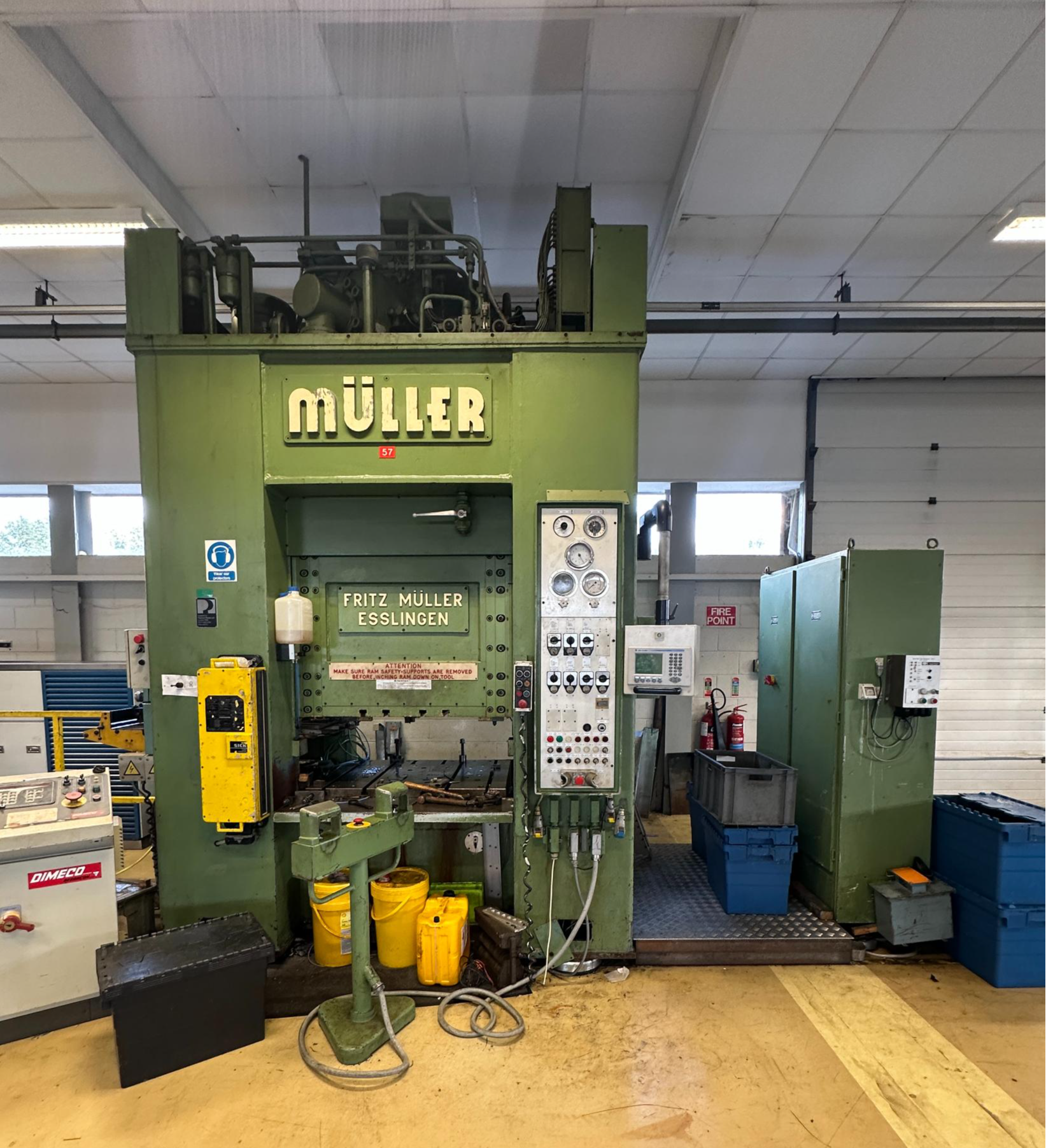 Used 1983 Fritz Müller SDZ 250.6.2 250 Ton Hydraulic Press with Dimeco Coil Line