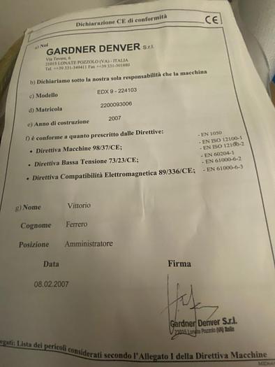 Used 2007 Bottarini Gardner Denver KS 7 Air Compressor