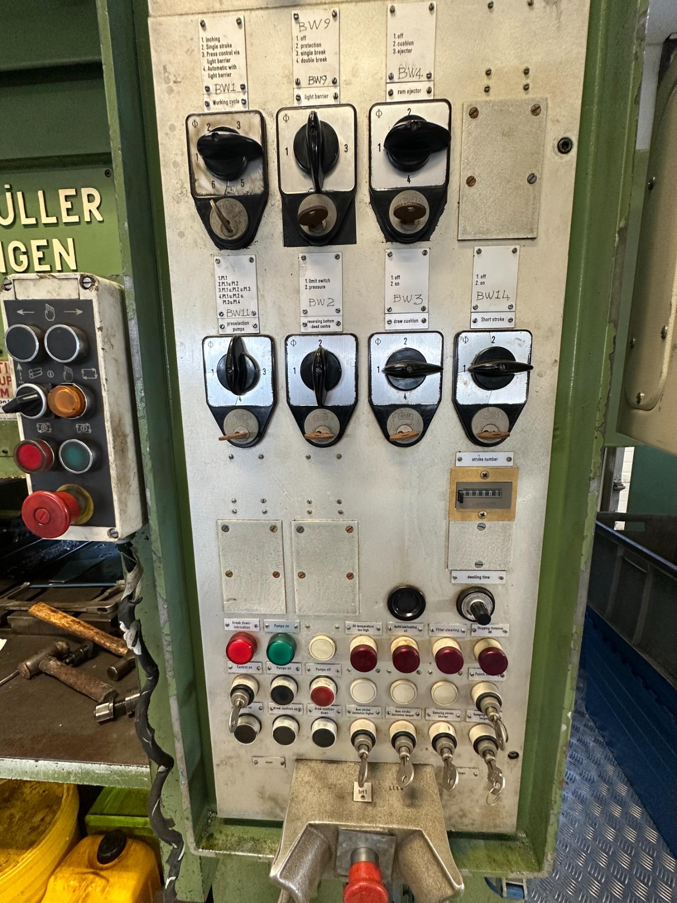Used 1983 Fritz Müller SDZ 250.6.2 250 Ton Hydraulic Press with Dimeco Coil Line