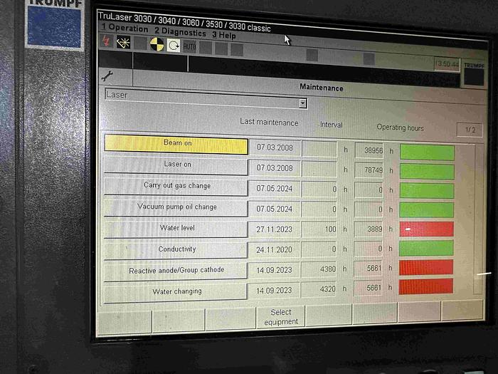 Used 2008 Trumpf TruLaser 3030 CO2 Laser Cutting Machine