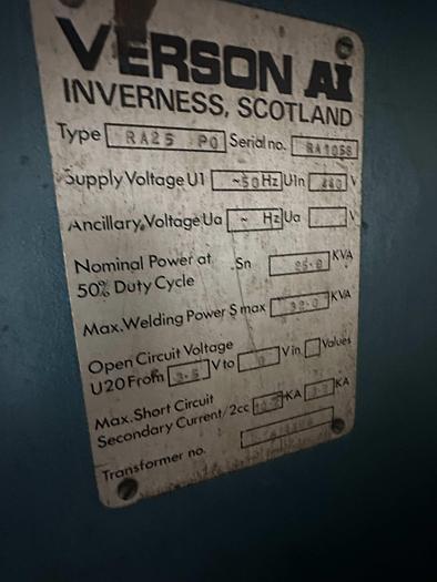 Used Verson  RA25 Spot Welder