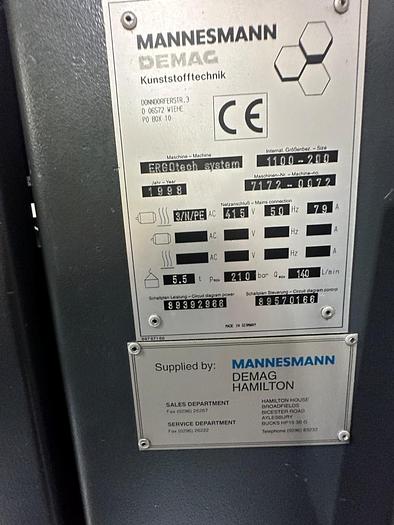 Used 1998 Demag ERGOtech System 1100-200 Injection Moulding Machine