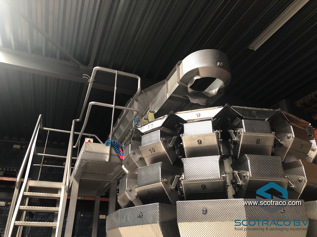 Used Complete weighing and packing line, Yamato sigma 714, Innotech vffs