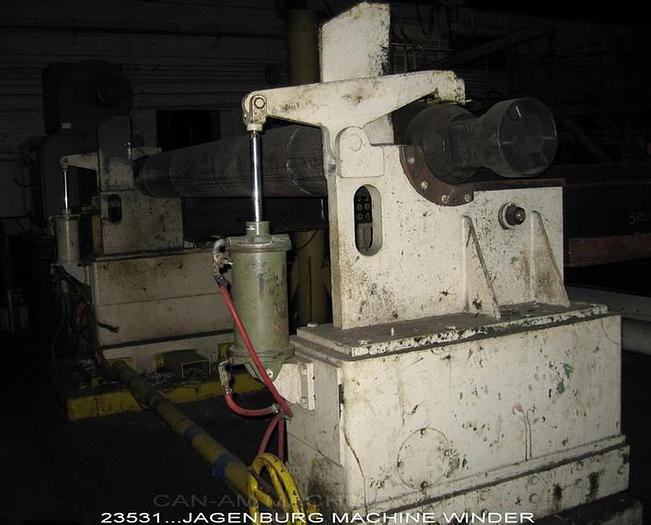 Used Jagenberg 45-21 Machine Winder, 24"X128" Drums, Regenerative Brake, Dual Drum Drives With 100Hp, 500V, Dc Drives, Falk 2070Y1B Gear Boxes, Shaftless Rewind, 84" Max Rewind Diameter #23531