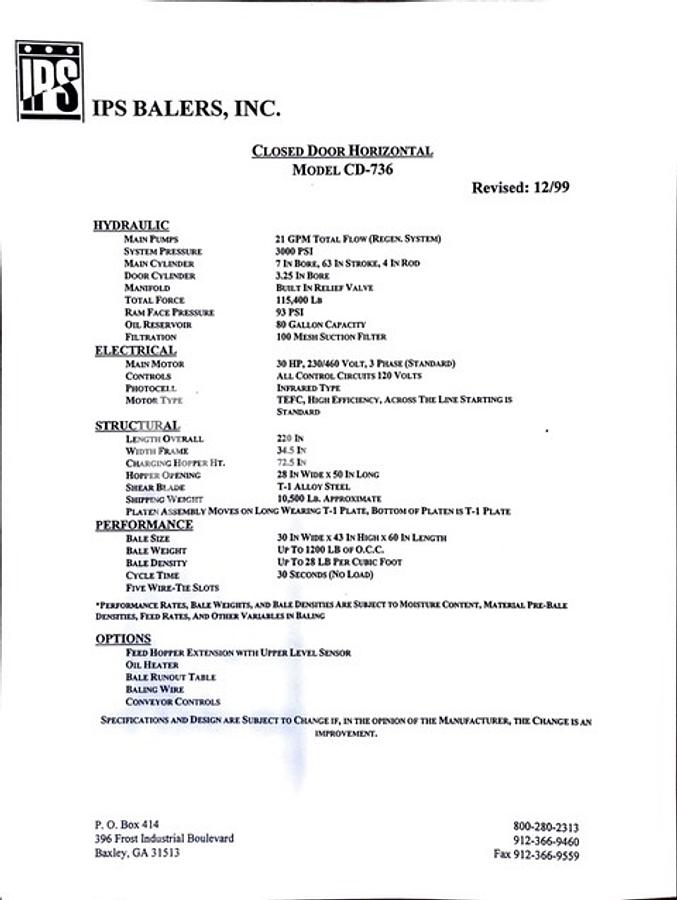 Used 2004 IPS CD-736 Closed Door