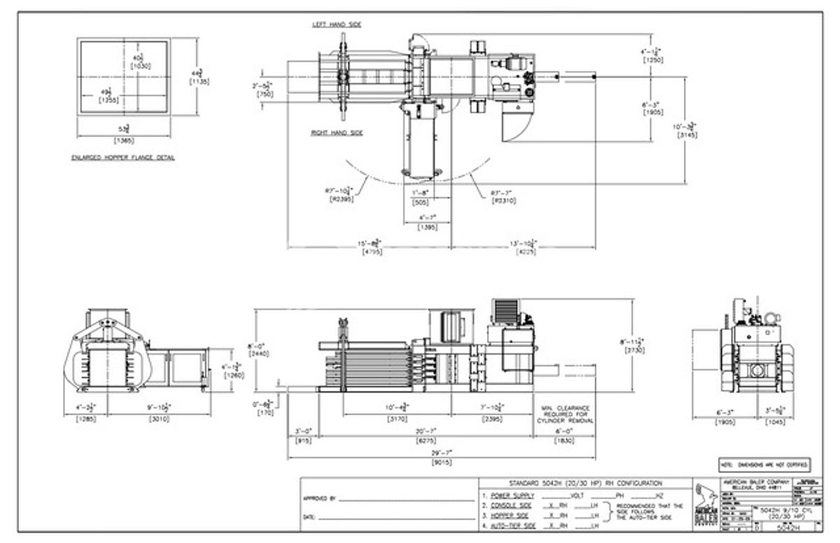 Refurbished American 5042H-1030 Auto Tie Baler with Conveyor
