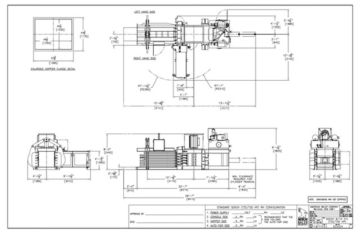 Refurbished American 5042H-1030 Auto Tie Baler with Conveyor
