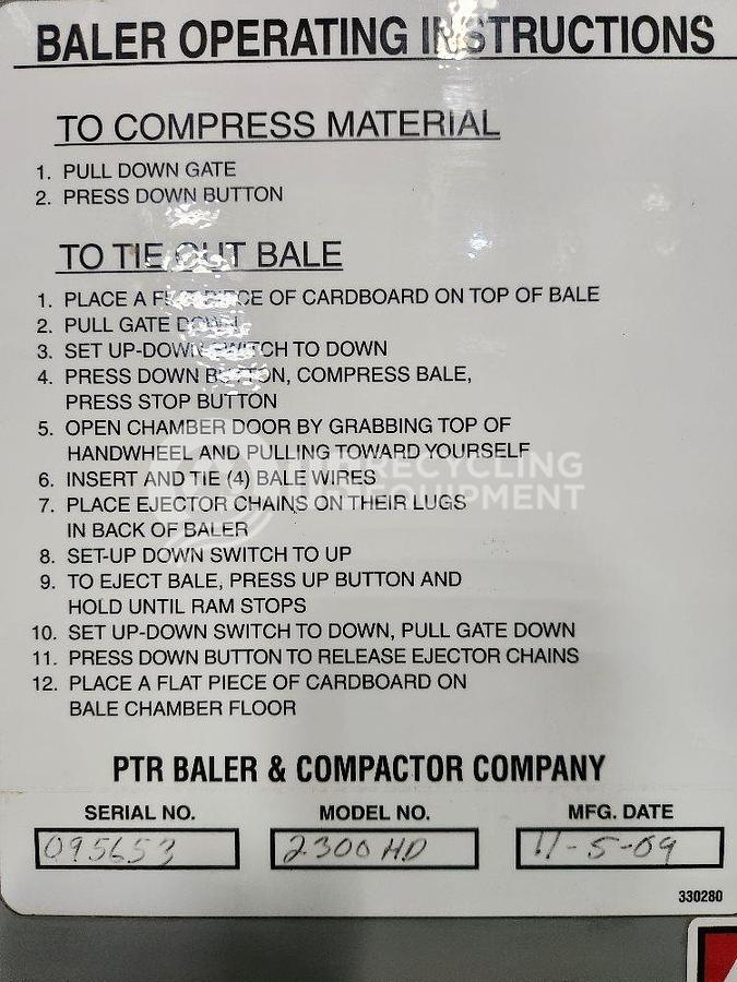 Refurbished 2009 PTR 2300HD Vertical Baler