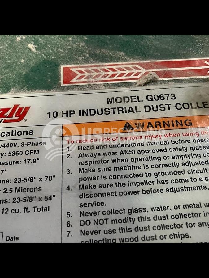 Used 2008 Grizzly G0673 Dust Collector