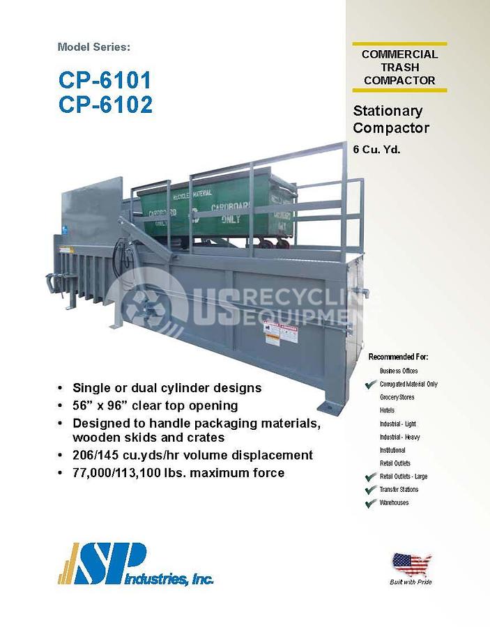Used SP Industries CP-6101 6Yard Stationary