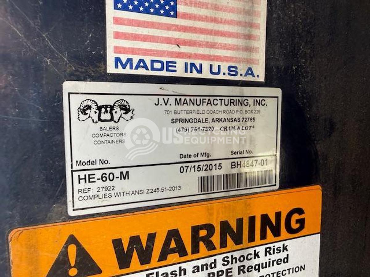 Used 2015 JV Manufacturing/Cram-a-Lot HE-60M Horizontal with Infeed Conveyor