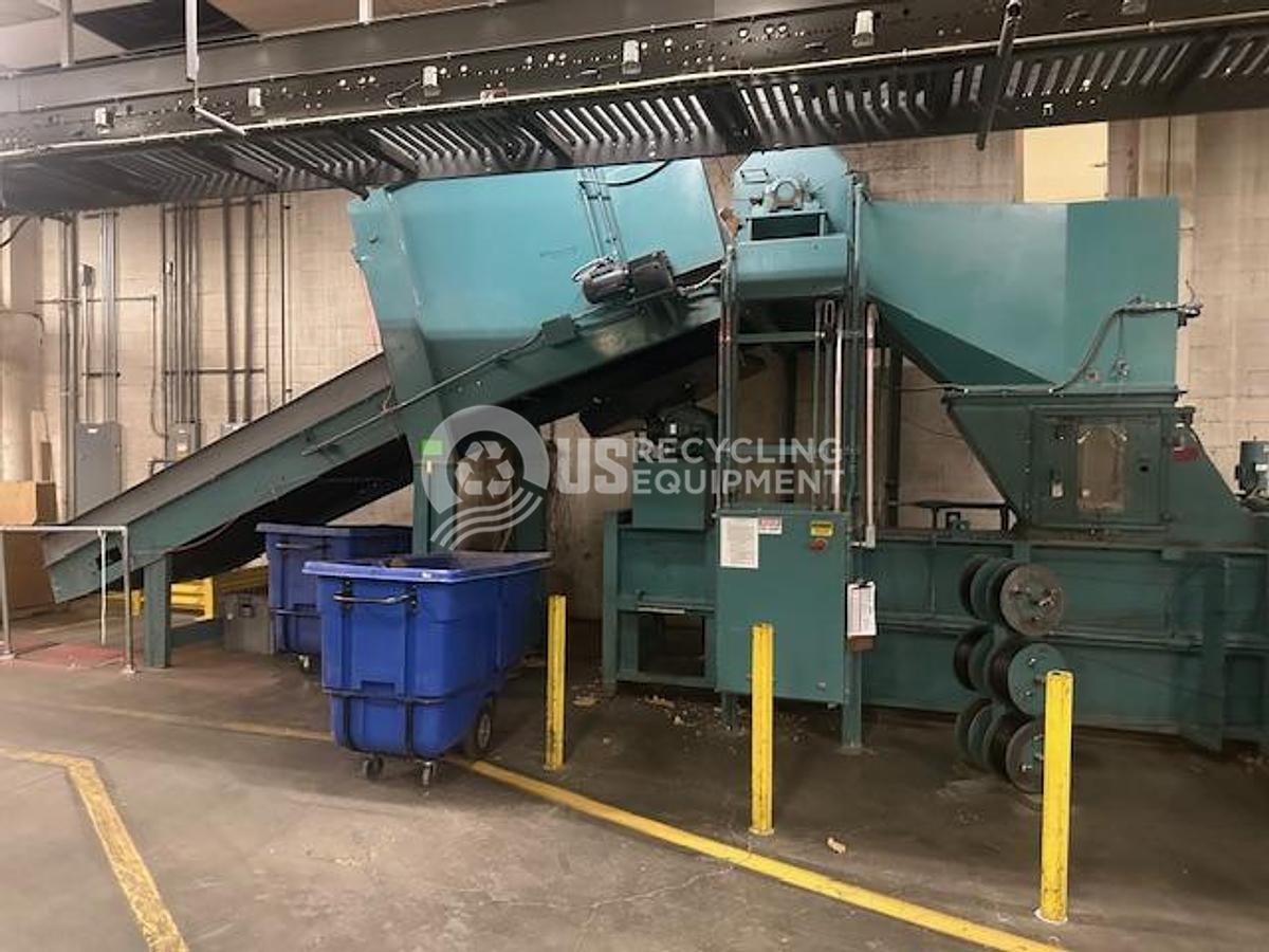 Used Maren 72-S-0E-76 Horizontal Baler & Model 60 Hogger with Conveyor