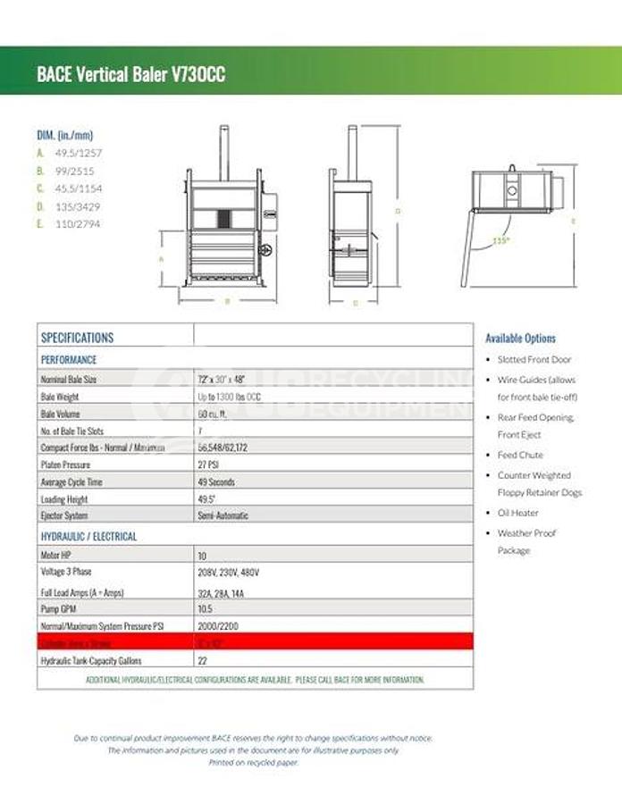 Used 2013 Bace V74HD & V73OCC Vertical