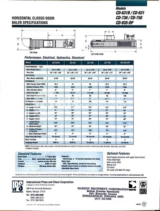 Used 2004 IPS CD-736 Closed Door
