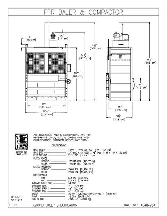 Used PTR 7200HD Deep Chamber Vertical