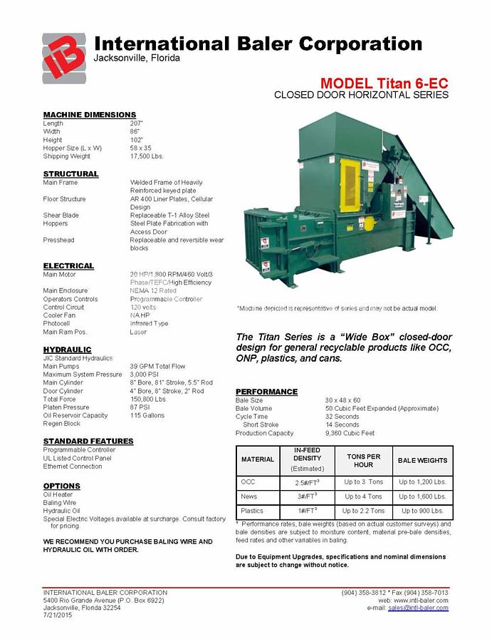 Used International Titan 6-EC Closed Door