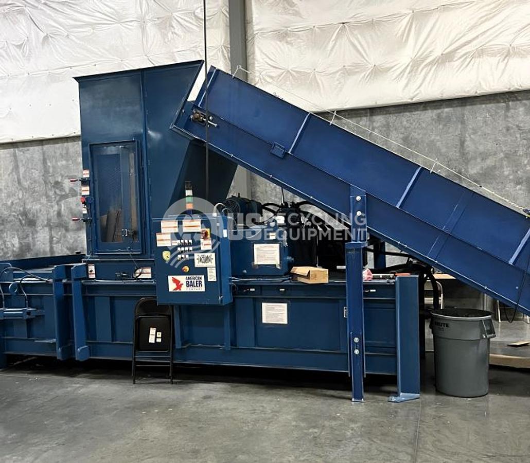 Used American PW3560 Closed Door Horizontal Baler with Conveyor