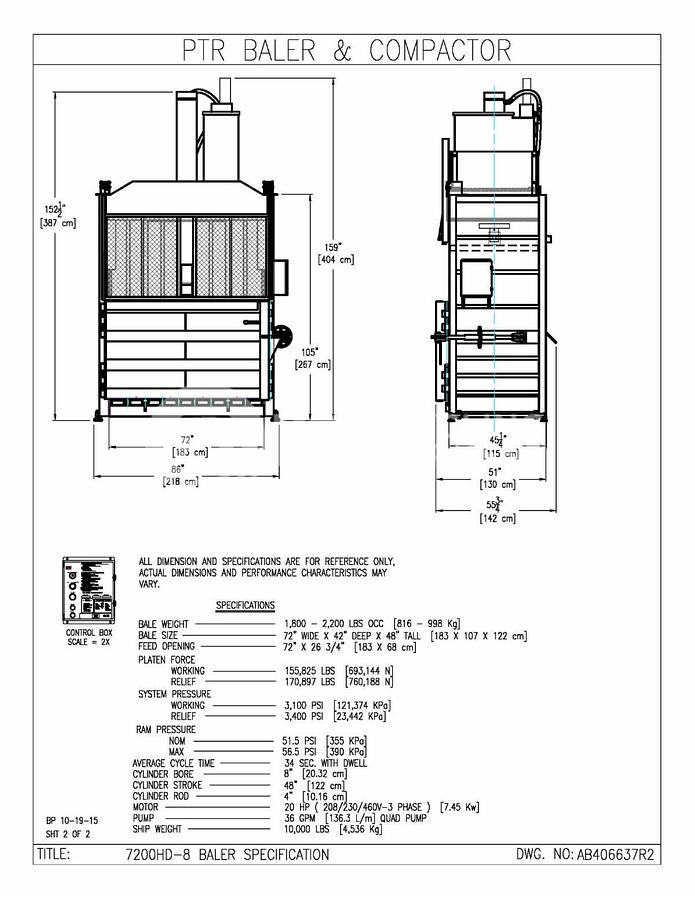 Used 2017 PTR 7200HD-8 Deep Chamber Vertical