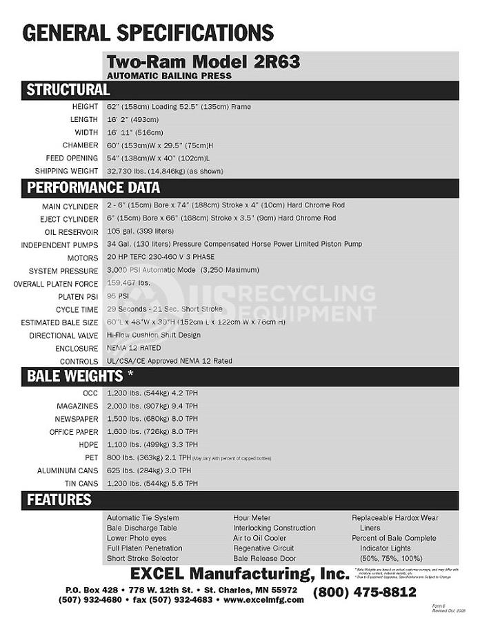Used Excel 2R63 with Feed Conveyor