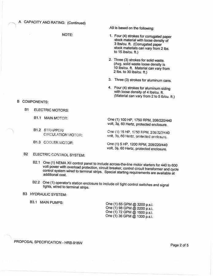 Used 1993 Harris HRB-918W-BRXT Horizontal 2 Ram