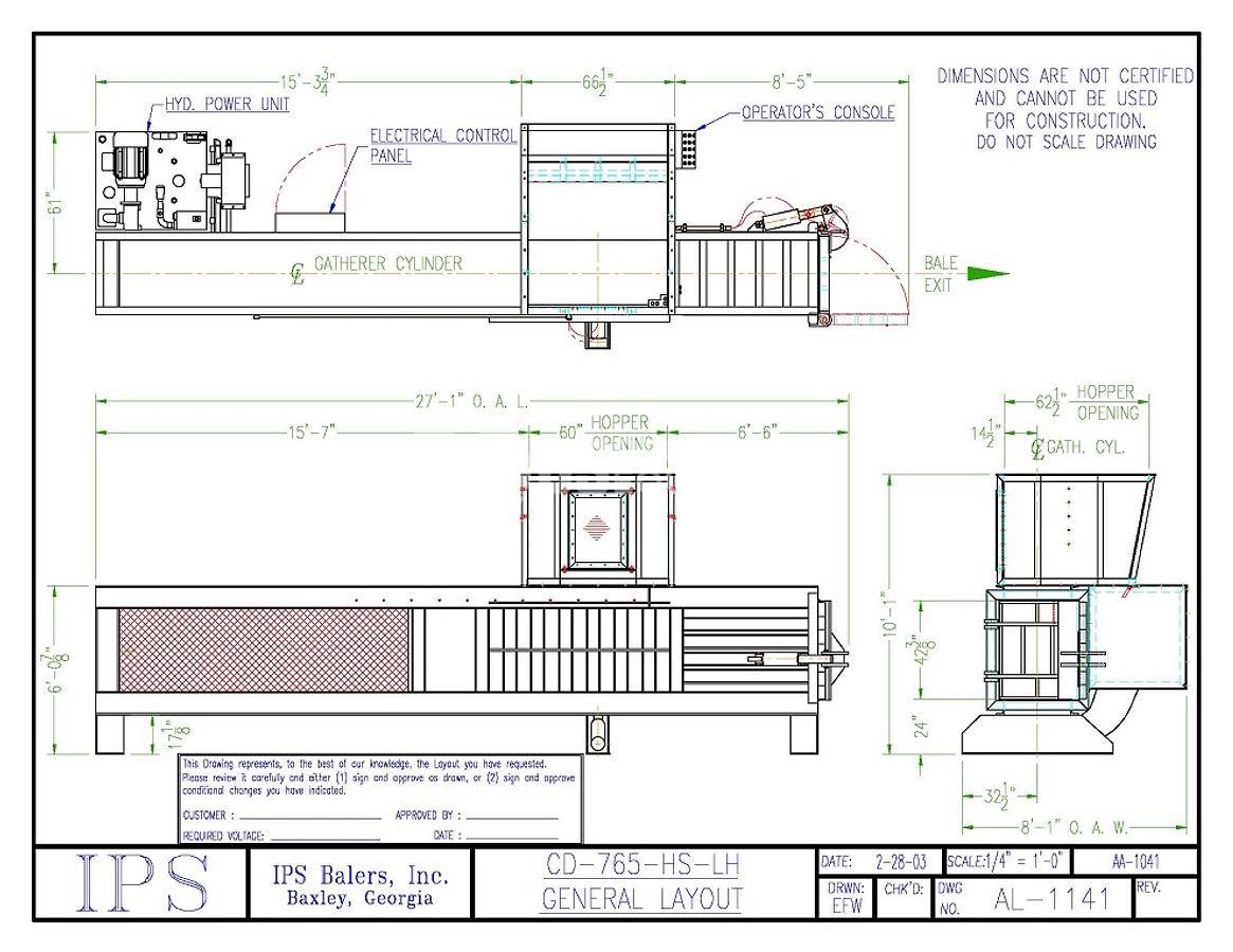 Used IPS CD-865-HS Baler with Feed Conveyor
