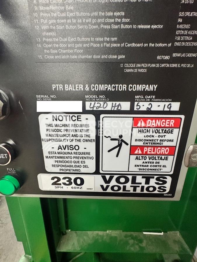 Used 2019 PTR 420HD Stockroom Baler