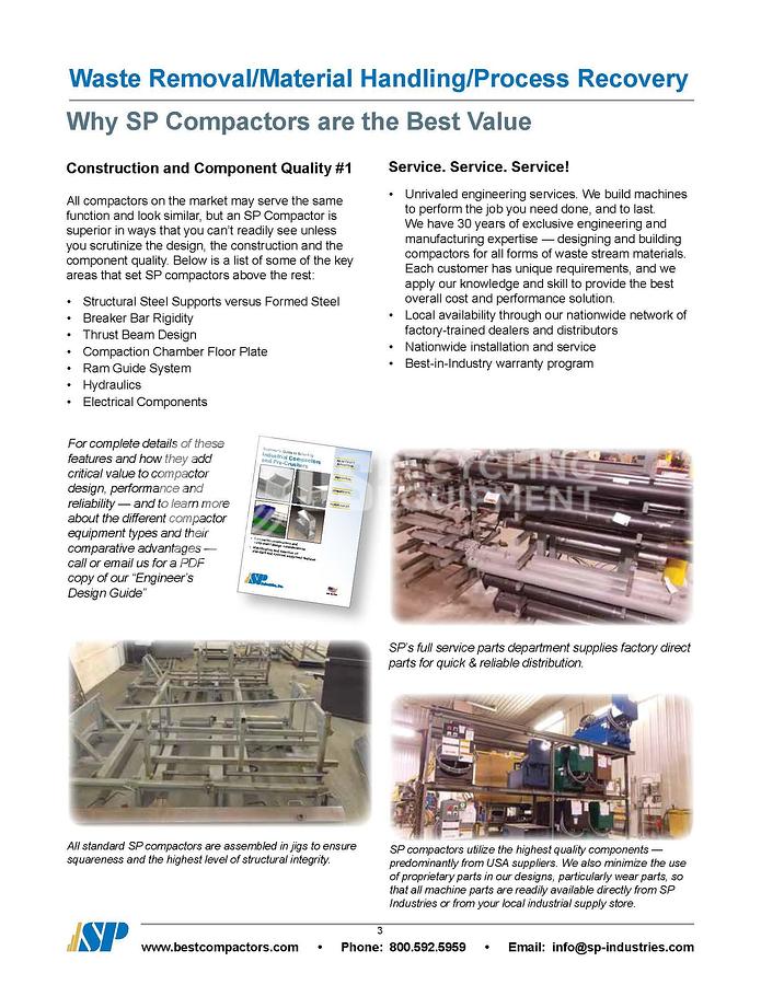 Used SP Industries CP-6101 6Yard Stationary