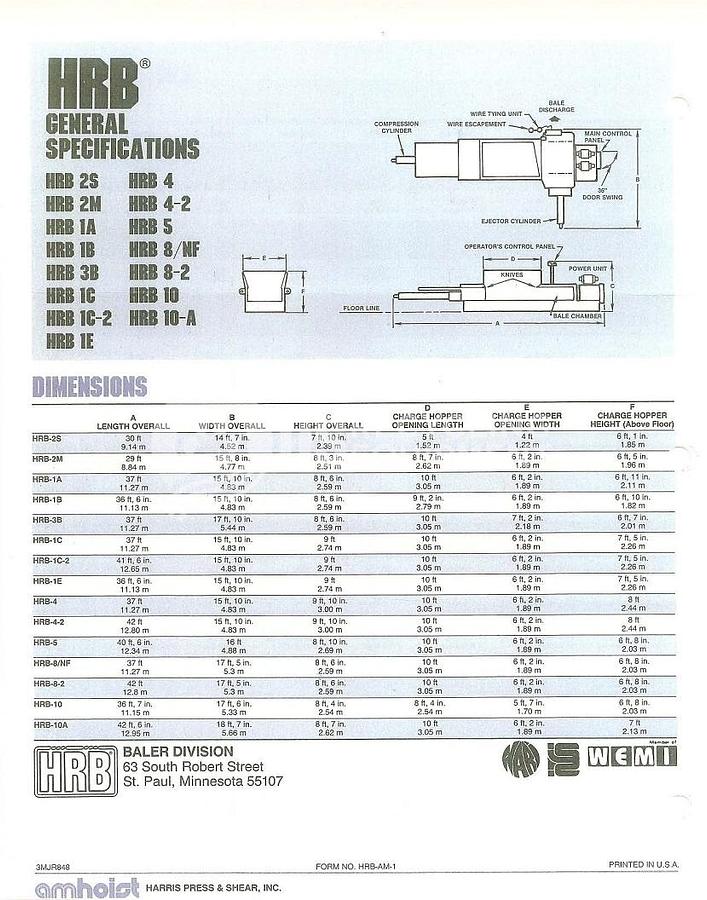Used Harris HRB-2S Horizontal