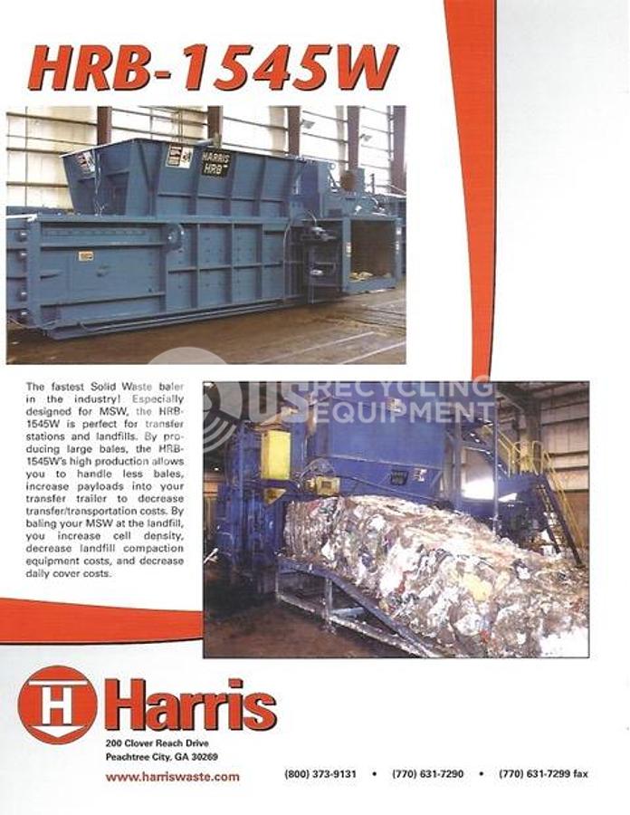 Refurbished 2003 Harris Waste Management HRB-1545W Horizontal