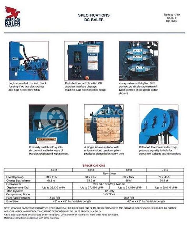 Used 2015 American Baler DC6348-8T30 Auto Tie Horizontal