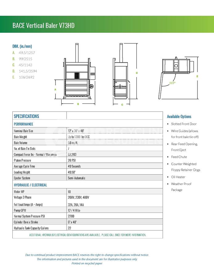 Used Multiple Manufacturer Cram-A-Lot 7230 / Bace V73HD