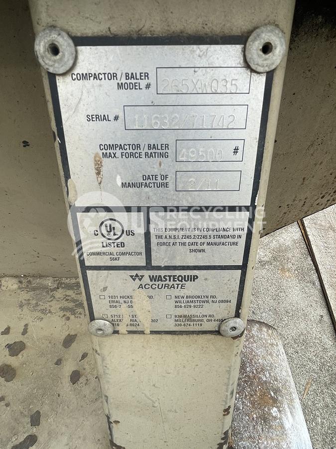 Used 2011 Wastequip 265X-HD