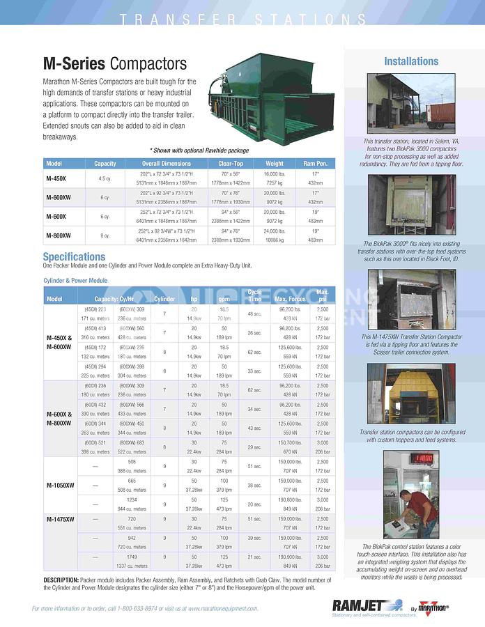 Used 2005 Marathon M-1475 Transfer Compactor