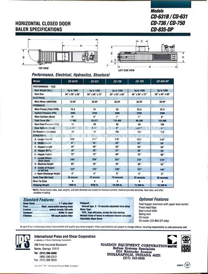 Used 2004 IPS CD-736 Closed Door