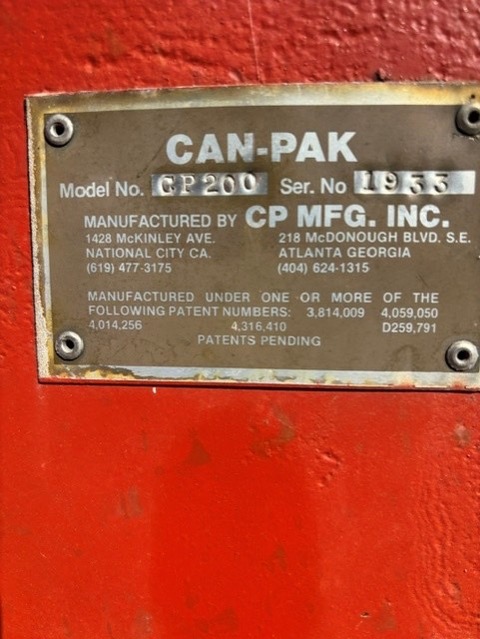 Used CP Manufacturing CP200 Can Pack Flattner