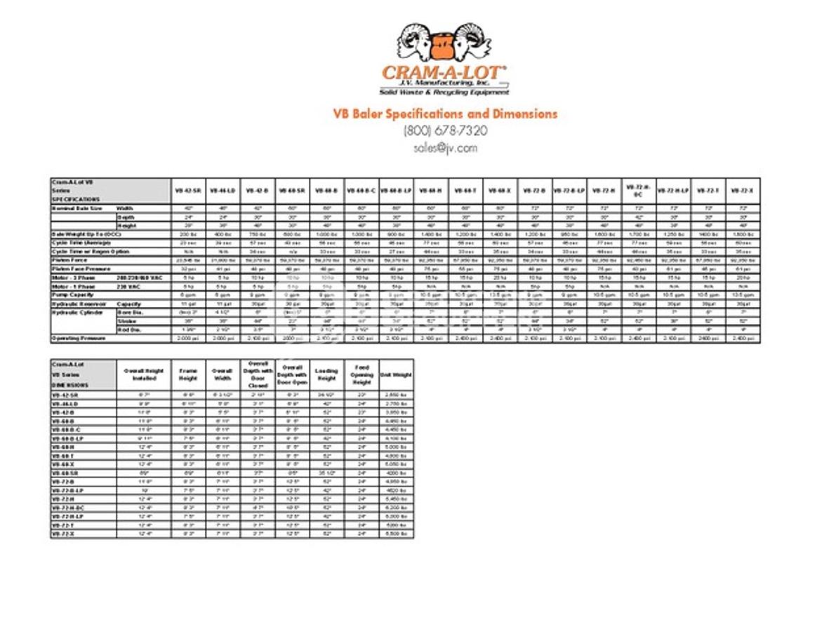 Used JV Manufacturing VB 72-X-DC Vertical