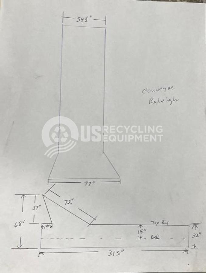 Used Unknown Manufacturer: Used Rubber Belt Pit Conveyor, Pit Steel, Hopper Extension