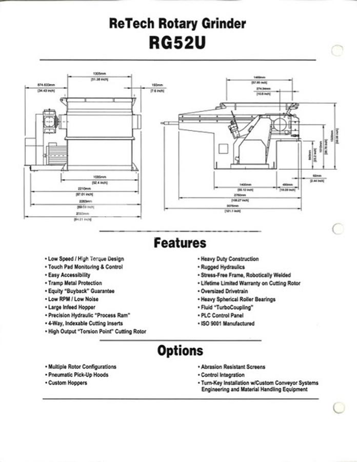 Used Vecoplan RG52 Single Shaft Shredder System