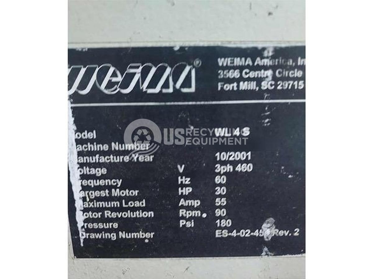 Used 2001 Weima WLK 4S Single Roter Shredder with Generator