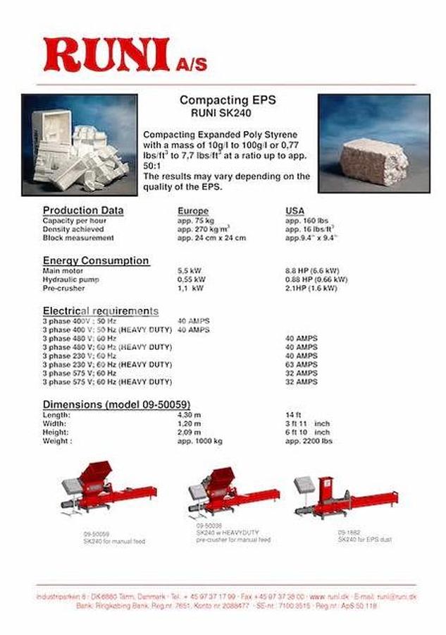 Used 2017 Runi SK240 EPS Cold Process Auger Compactor