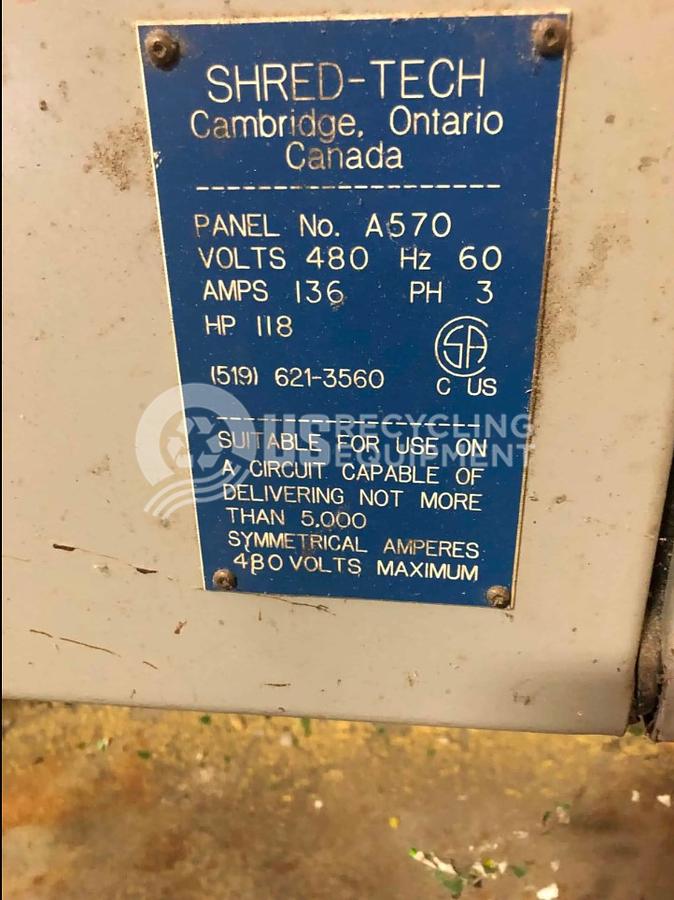 Used Shred-Tech A-570 Single Shaft Shredder & Infeed Conveyor