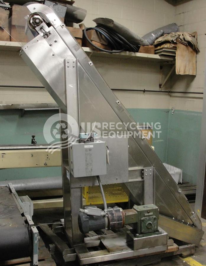 Used Nedco Stainless Steel Incline Conveyor with Cleated Belt